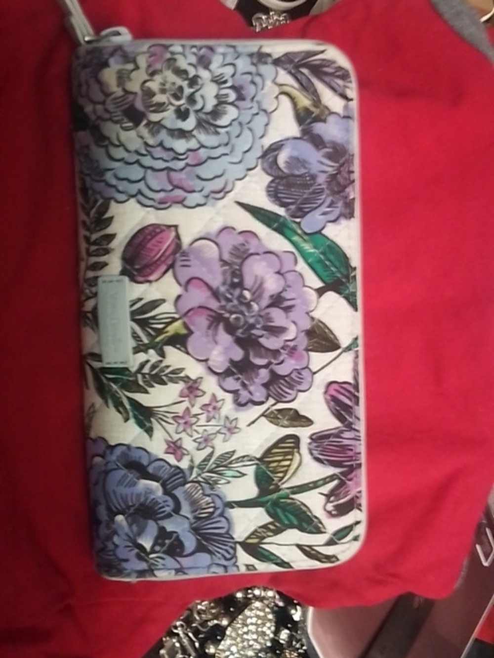 Vera Bradley Lavender Meadow Wallet with Red Ladybug Print